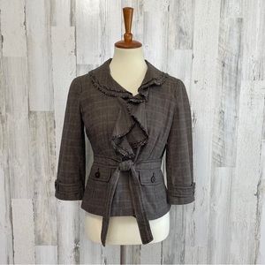 Ann Taylor LOFT Plaid Ruffle Collar Blazer
